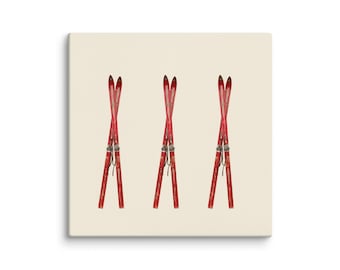 Red Vintage Skis Canvas