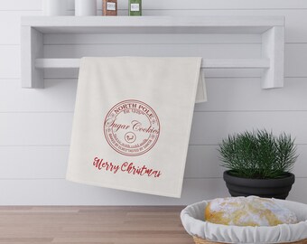 Christmas Sugar Cookies Tea Towel - North Pole Stamp Holiday Kitchen Towel