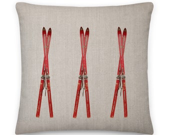 Vintage Red Skis Premium Pillow