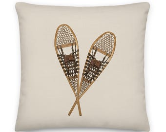 Vintage Snowshoe Photograph Pillow: Rustic Winter Decor