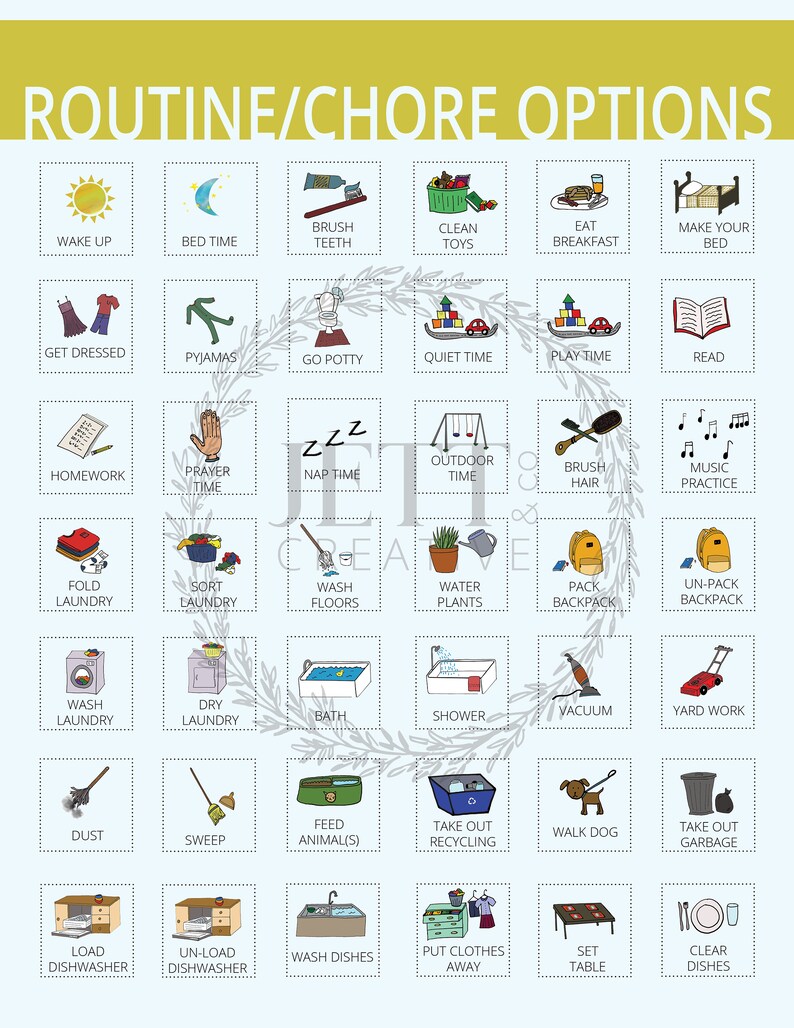 Homework Chore Routine Chart Kids Chore Chart: Visual Daily Routine, Responsibilities (printable) - Etsy