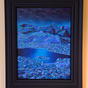 Original Oil Painting, Keswick Moonlight. By Alex Hoare. Inc Handmade Frame.