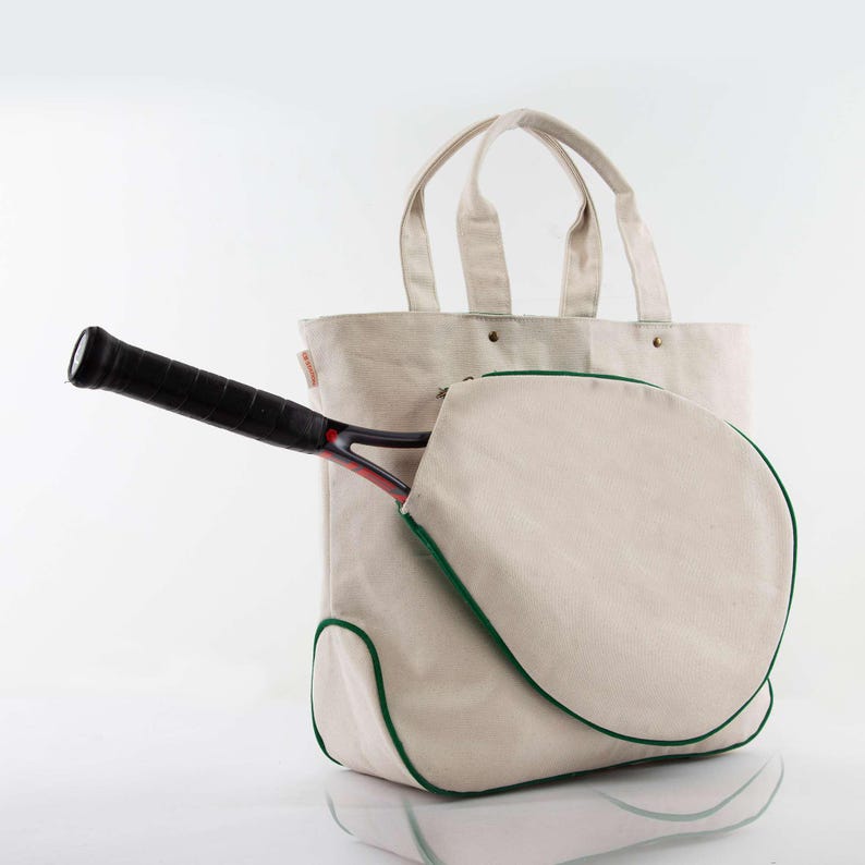 Webbed Rackets CB Station Tennis Racket Tote, Natural Canvas, Webbed Handles,can Be ...
