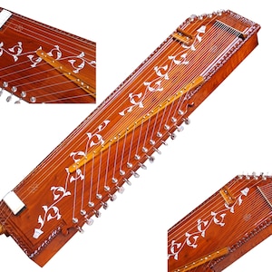 Surmandal + Tanpura, Tun Wood, Swarmandal 15 String & Tanpura / Tambura 4 String, Wunderschöne Designerarbeit, Mit Extra String und GIG Bag