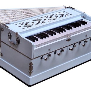 Professional Harmonium - 3.5 Octaves,42 keys, 9 Stops, Double Reeds, White Color, Tuning 440 Hz
