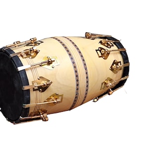 Dholak-Nut+Bolt, Designeer, Indian Folk Musical Drum , With Tuning Key & Bag , Suitable for Dancing , Kirtan , Bhajan, Singing