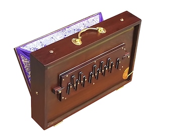 Shruti Box Teak Wood Size (15" X 10" X 3") Tuned to 440 Hz Swar Peti For Bhajan Kirtan Yoga Chant With Padded Carry Bag