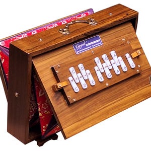 Shruti Box, Teak Wood, Size (15" X 10" X 3"), 13 Notes (C C# D D# E F F# G G# A A# B C), Tuning-440 Hz, Sur Peti, With Bag , For Chanting