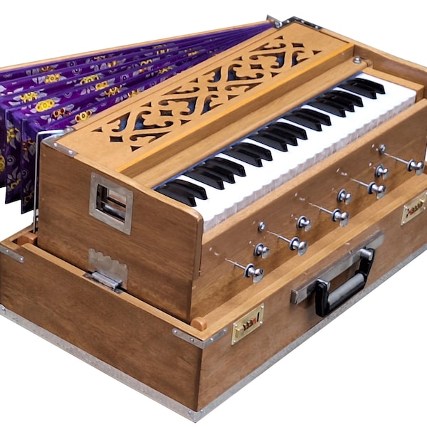 Folding Harmonium: 3.5 Octave, 9-Stop, Double Reed, 42 Keys, Tuning 440 Hz