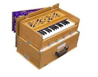 Safri Harmonium 2.45 Octave 4 Stops  32 Keys Double Reeds Multi Fold Bellow  440 Hz For Bhajan Kirtan Yoga Mantra