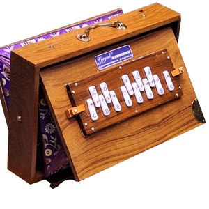Shruti Box, Size (15" X 10" X 3"), 13 Notes (C C# D D# E F F# G G# A A# B C), Teak Wood, Tuning-440 Hz, Sur Peti, For Chanting, Vocal, Yoga