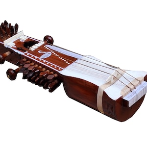 Handmade Tun Wood Sarangi: Indian Folk Instrument with Bow & Gig Bag
