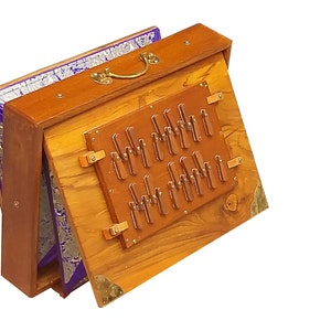 Teak Wood Shruti Box: 26-Note Swar Peti with Padded Bag