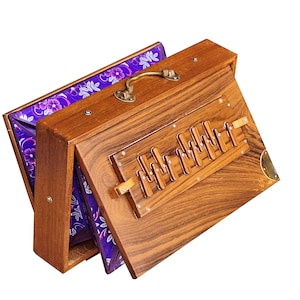 Shruti Box Teak Wood Size (15" X 10" X 3") Tuned to 440 Hz Swar Peti For Bhajan Kirtan Yoga Chant
