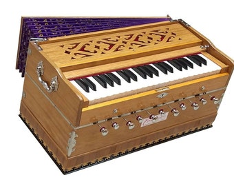 Harmonium 3.5 Octaves, 9 Stops, Professional Grade, 42 Keys, Double Reeds, 7 Fold Bellow, Tuned to 440 Hz ,  For Bhajan  Kirtan Yoga Studio