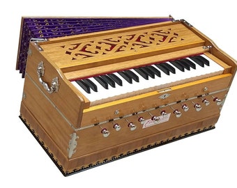 Harmonium 3.5 octave 9 Stops Professional Grade 42 Double Reeds 7 Fold Bellow Tuned to 440 Hz For Bhajan  Kirtan Yoga Studio