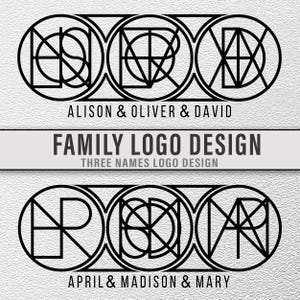Family Logo Design, Tattoo Logo Design, Three Names Logo SVG, Minimalist Logo Design