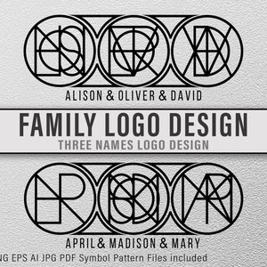 Family Logo Design, Tattoo Logo Design, Three Names Logo SVG, Minimalist Logo Design