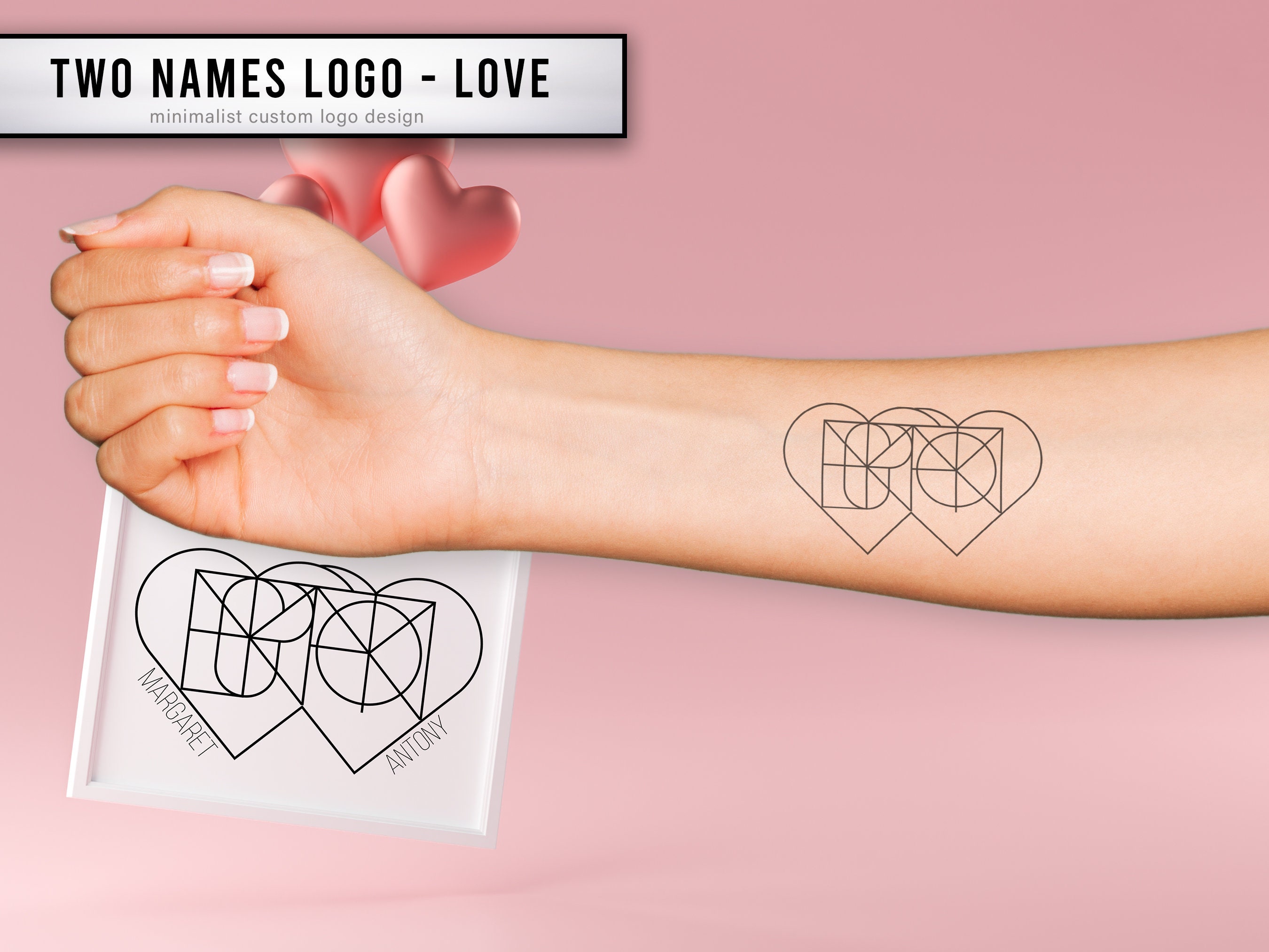 Two Names Logo Design Love Logo Tattoo Logo Design Names - Etsy