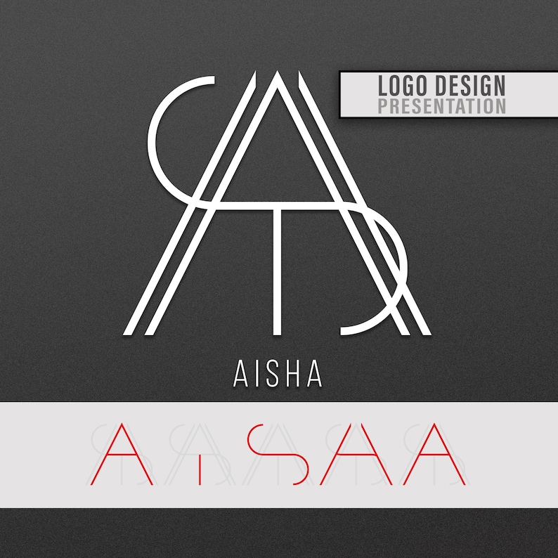 Aisha Lettering Triangle Name Logo Design, Name Logo, Minimalist Logo, Name Logo SVG ...