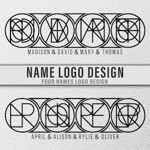 Four Names One Logo Design, Tattoo Logo Design, Name Logo SVG, Minimalist Logo Design