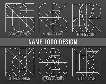 Custom Name Logo Design, Personalised Minimalistic Tattoo, Couples Monogram, Couples Logo