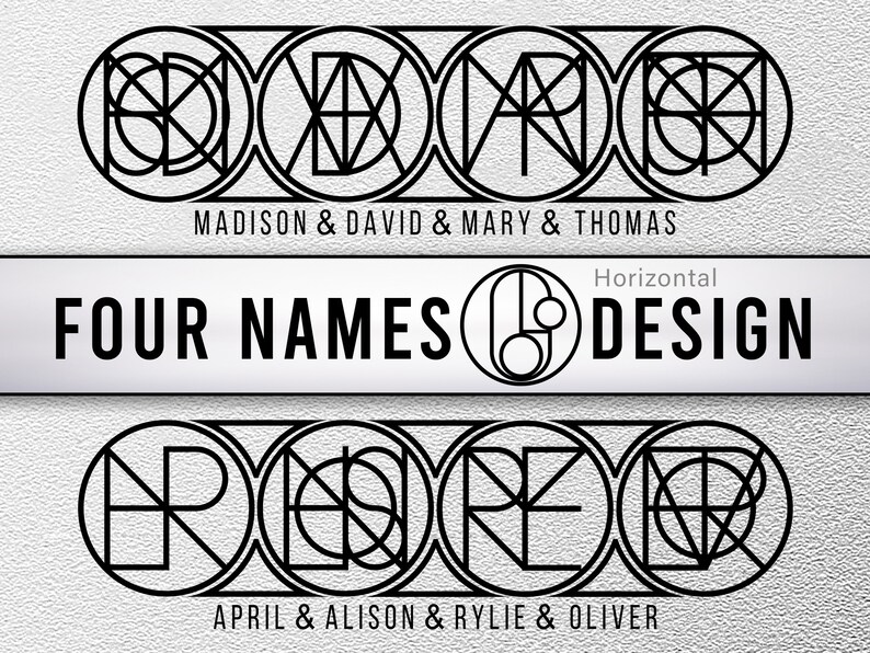 Four Names One Logo Design Tattoo Logo Design Name Logo SVG - Etsy