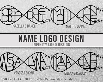 Benutzerdefiniertes Namenslogo-Design, zwei Namen Infinity-Logo, minimalistisches Logo, Namenslogo SVG, personalisiertes Namenslogo, Tattoo-Logo-Design