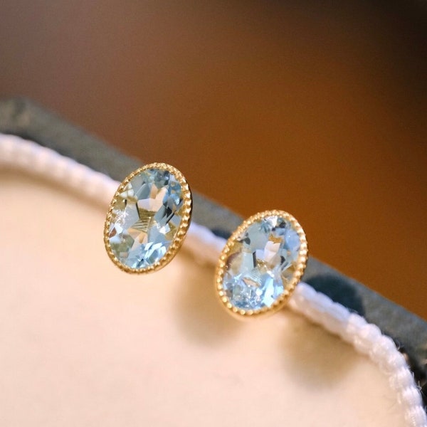 Aquamarine Stud Earrings Etsy