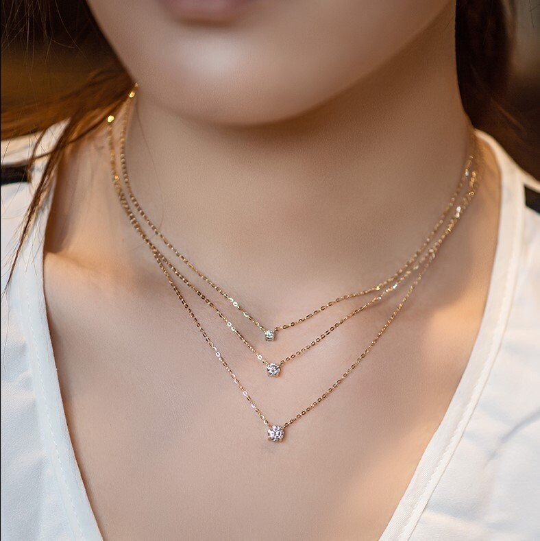 Solitaire cheap necklace price