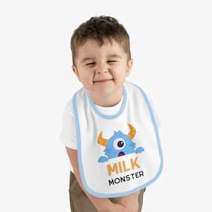 Cute Milk Monster Baby Bib, Fun Halloween Baby Gift, Toddler Feeding Accessory, Baby Shower Present, Punny Infant Bibs