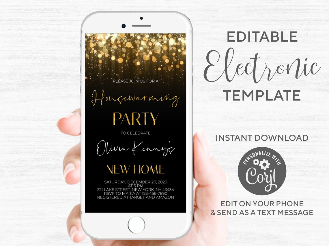 Editable Electronic Housewarming Party Invitation Template Etsy