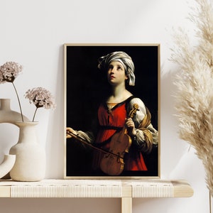 St. Cecilia DIGITAL PRINT Patron Saint of Music - St Cecilia by Guido Reni - Catholic Saint Wall Decor in Various Sizes