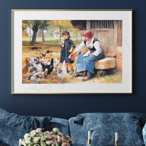 Feeding Time by Julien Dupre - Vintage MATTE POSTER  - Wall Decor In 11x14, 12x18, 16x20 - Fine Art Print