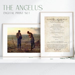 The Angelus Prayer and Fine Art DIGITAL PRINT - L&#39;Angélus by Jean-François Millet - Various Sizes - Catholic Printable Gift - Wall Decor