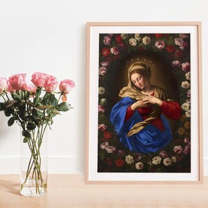 Nossa Senhora como a Rosa Mística, Impressão Digital - Decoração de Parede de Santo Mariano Católico em Vários Tamanhos - Impressão Católica - Presentes Católicos