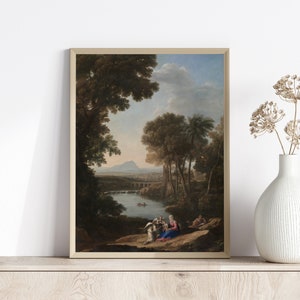 Holy Family Print - Rest on the Flight into Egypt by Claude Lorrain - PHYSICAL PRINT 5x7 or 8x10 - Catholic Saint Wall Decor - Catholic Gift