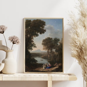 Impression numérique de la Sainte Famille - Repos sur la fuite en Égypte par Claude Lorrain - Décor catholique du mur de la Sainte En différentes tailles - Cadeau imprimable