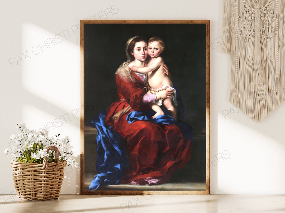 Our Lady of the Rosary Digital Print - Printable Catholic Saint Wall ...