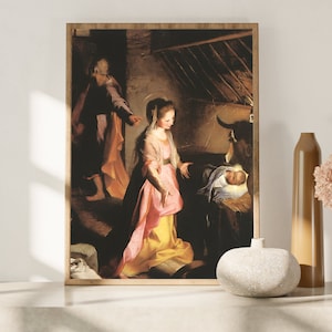 Holy Family Nativity, Digital Print - Catholic Saint Wall Decor in Various Sizes - Catholic Printable Gifts