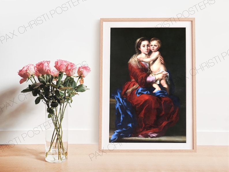 Our Lady of the Rosary Digital Print - Printable Catholic Saint Wall ...