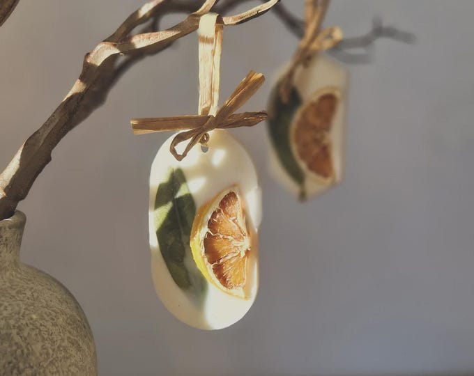 Featured listing image: Scented pendants for closets & small spaces – handmade from soy wax | Lemon blossom and cedarwood | Natural room fragrance gift