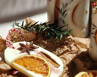 Botanical Christmas scented pendant | Handmade from soy wax | Cinnamon, star anise, and fir | Sustainable gift & room fragrance