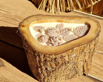 Rustic wooden candle – Hand-poured soy wax scented candles in a unique wooden case – Sustainable and environmentally friendly gift, fragrance no. 1