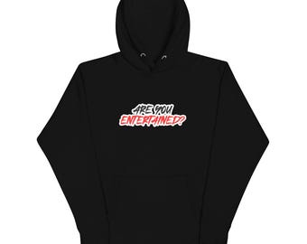 Sudadera con capucha Sponsey "¿Estás entretenido?" (Colores oscuros)