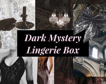 Curated Dark Lingerie Aesthetic Box Bundle Sleep Slips Gift for Her Bra Corset Garter Angel Lingerie Box