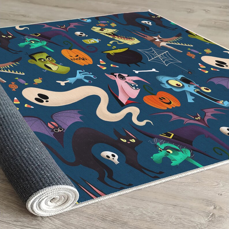 Halloween Gifts Halloween Rug Ghosts Frankenstein Rug Etsy