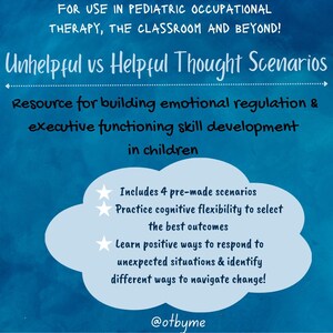 Helpful vs Unhelpful Scenarios- Emotional/ Self Regulation Activity Pediatric Occupational Therapy