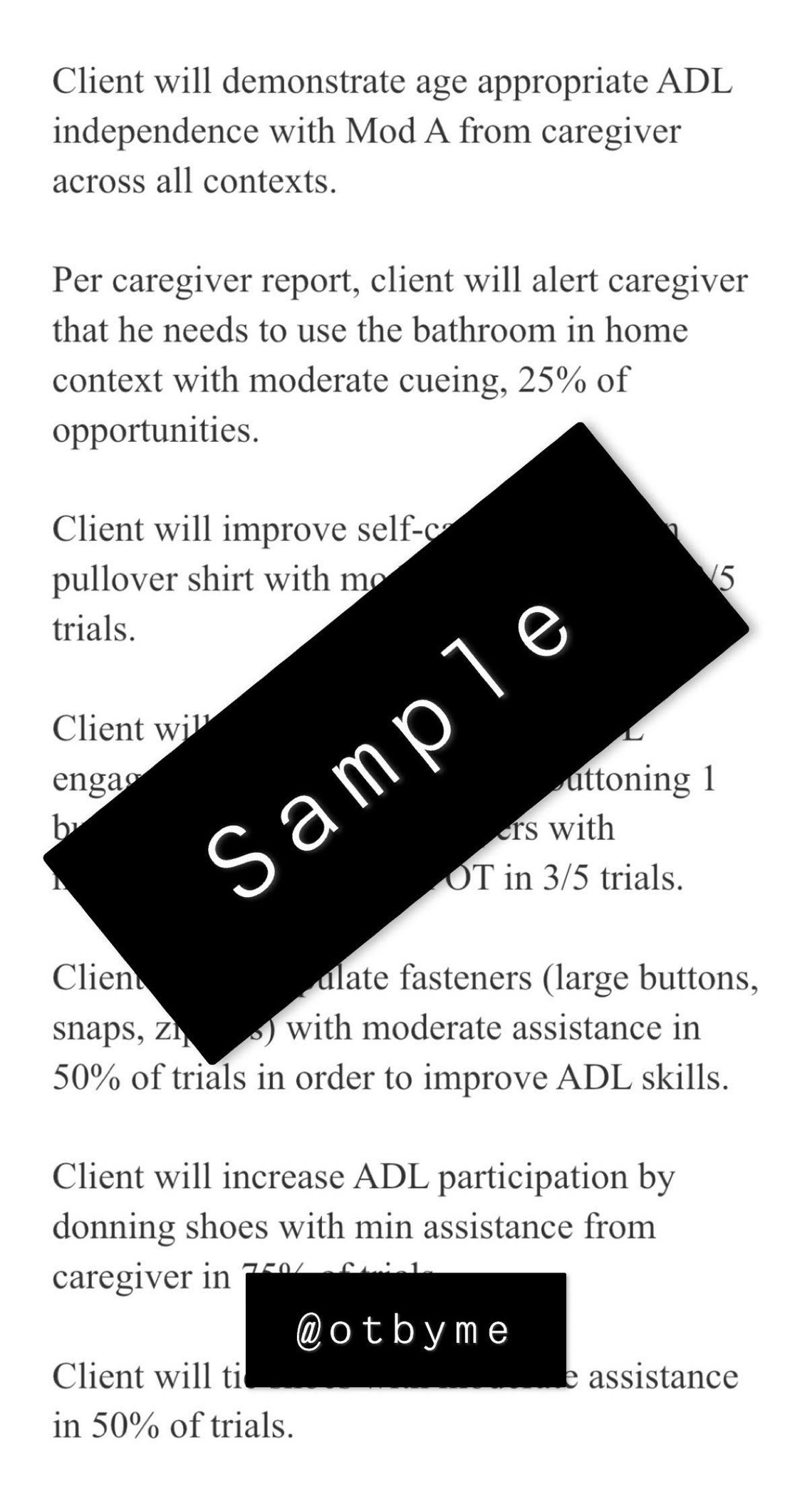 Pediatric Occupational Therapy Goal Bank Etsy