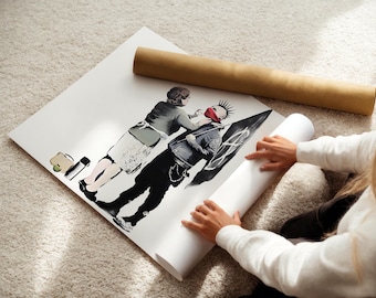 Banksy Anarchist and Mother Canvas Print: Framed Wall Art
